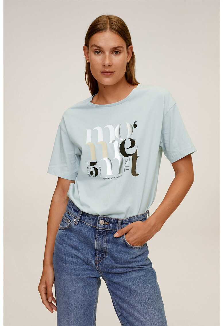 Mango Tricou cu imprimeu text metalizat Psfoil - Pled.ro