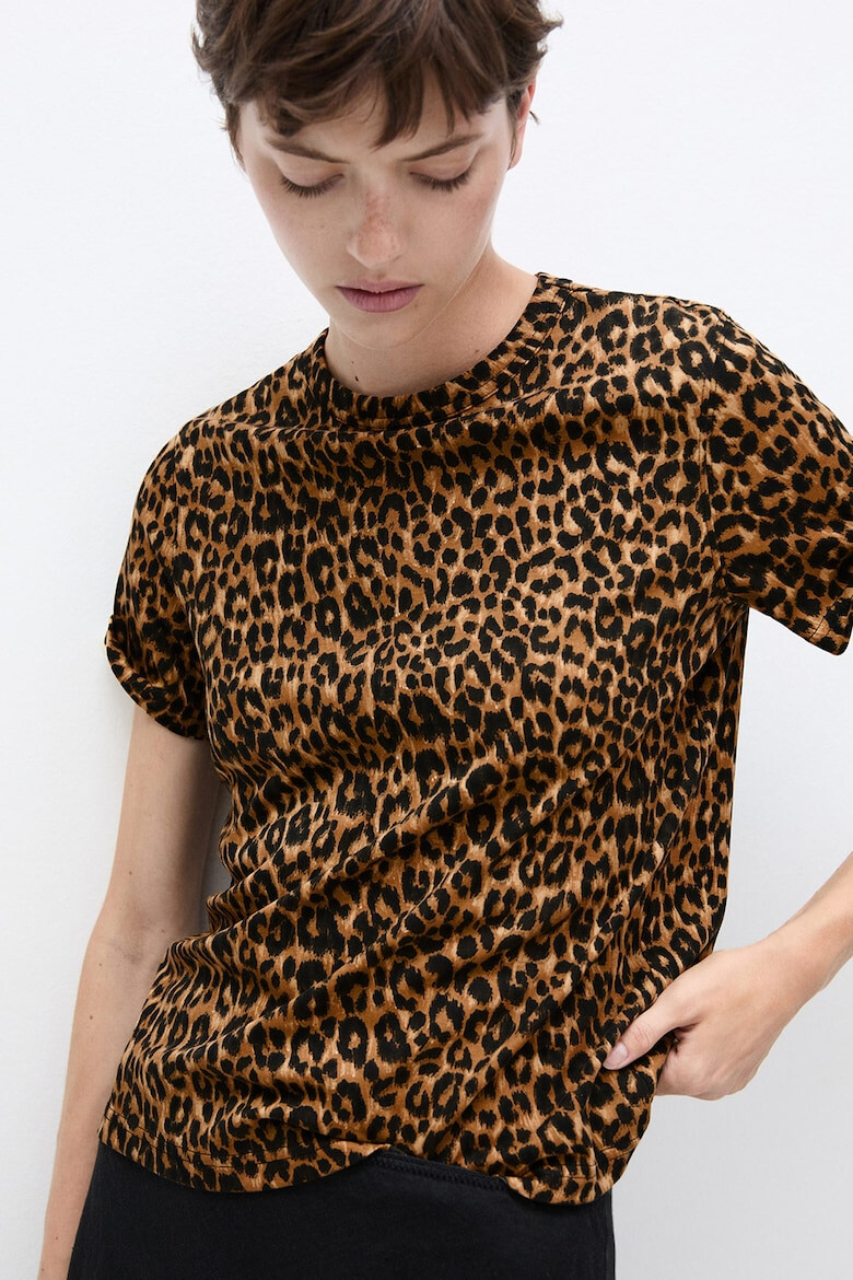 Mango Tricou de bumbac cu animal print Ritaleo - Pled.ro