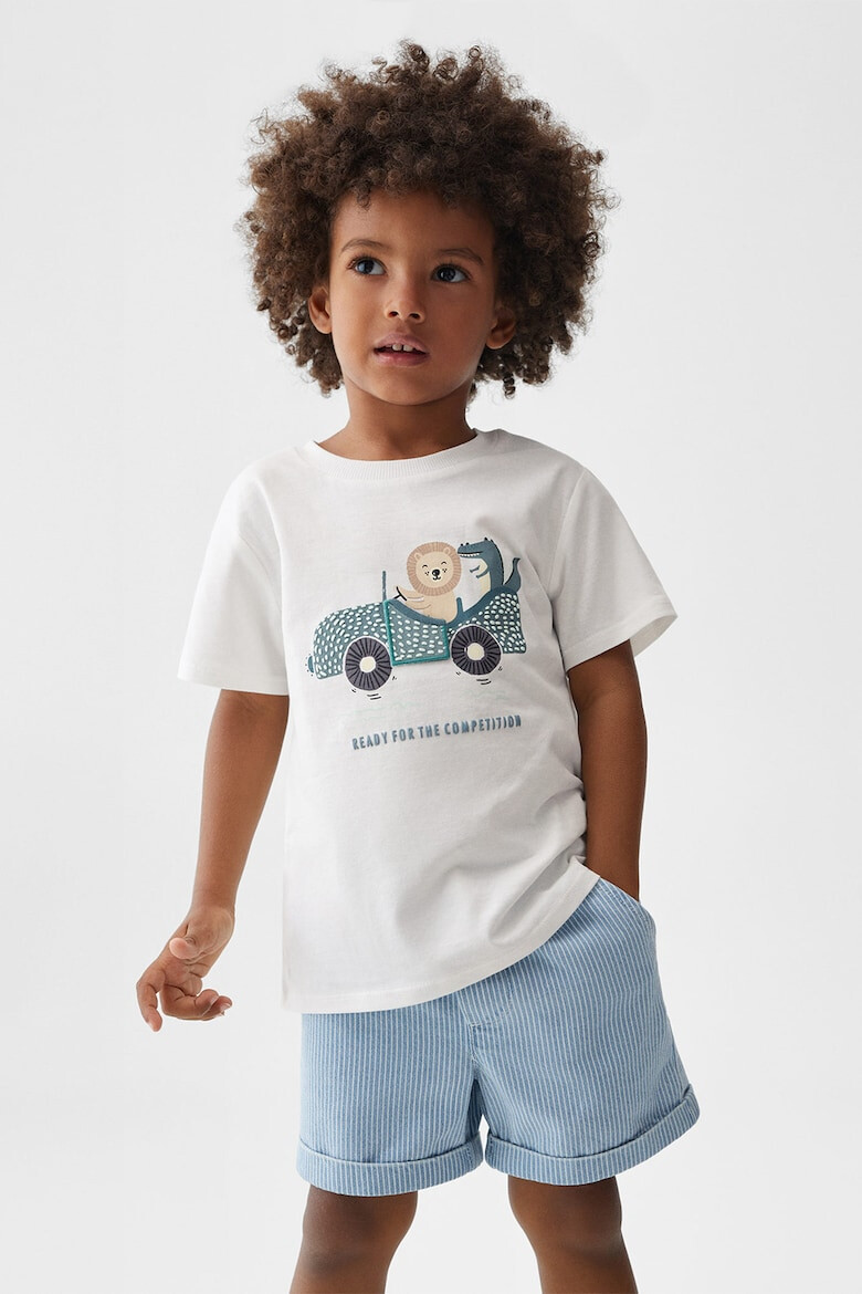 Mango Tricou de bumbac cu imprimeu Road - Pled.ro