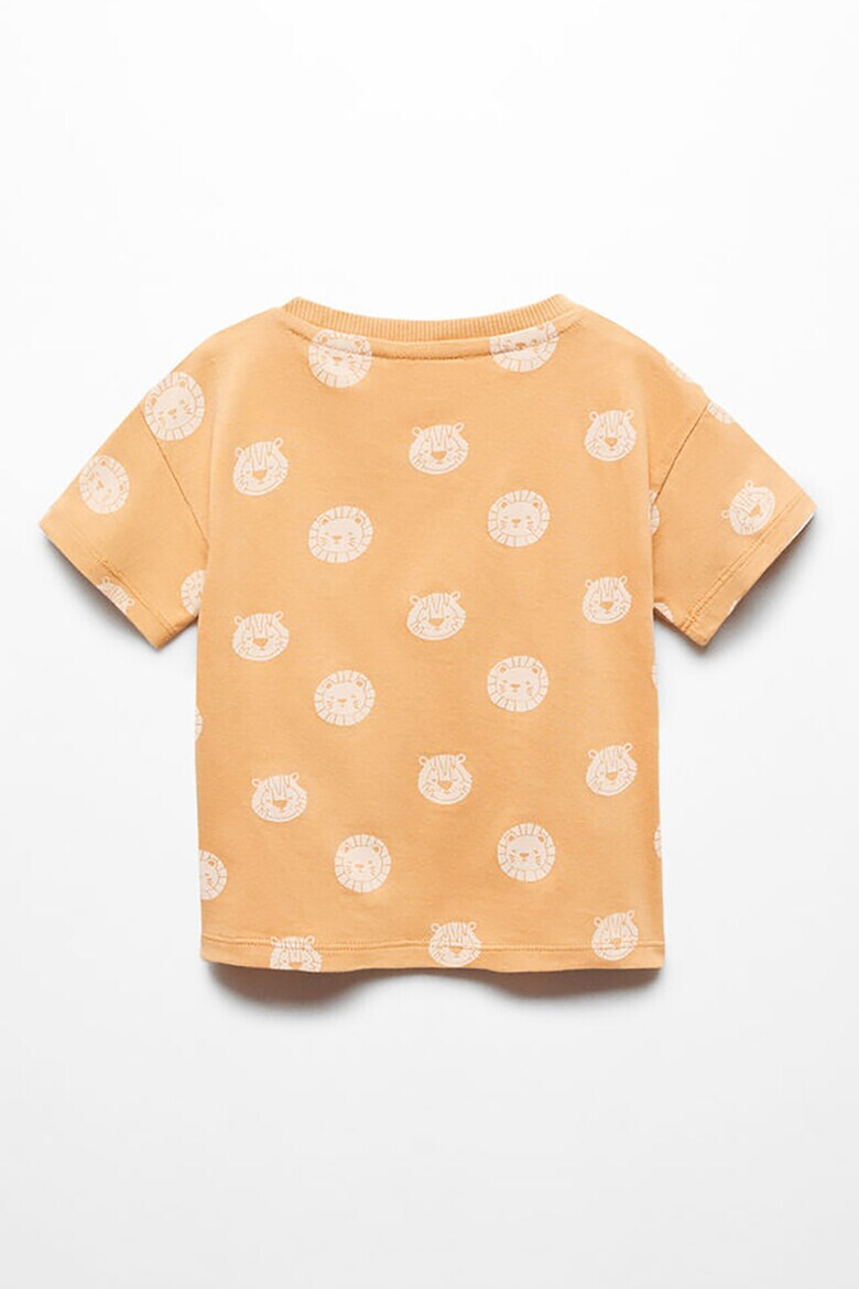 Mango Tricou de bumbac cu imprimeu si decolteu la baza gatului - Pled.ro