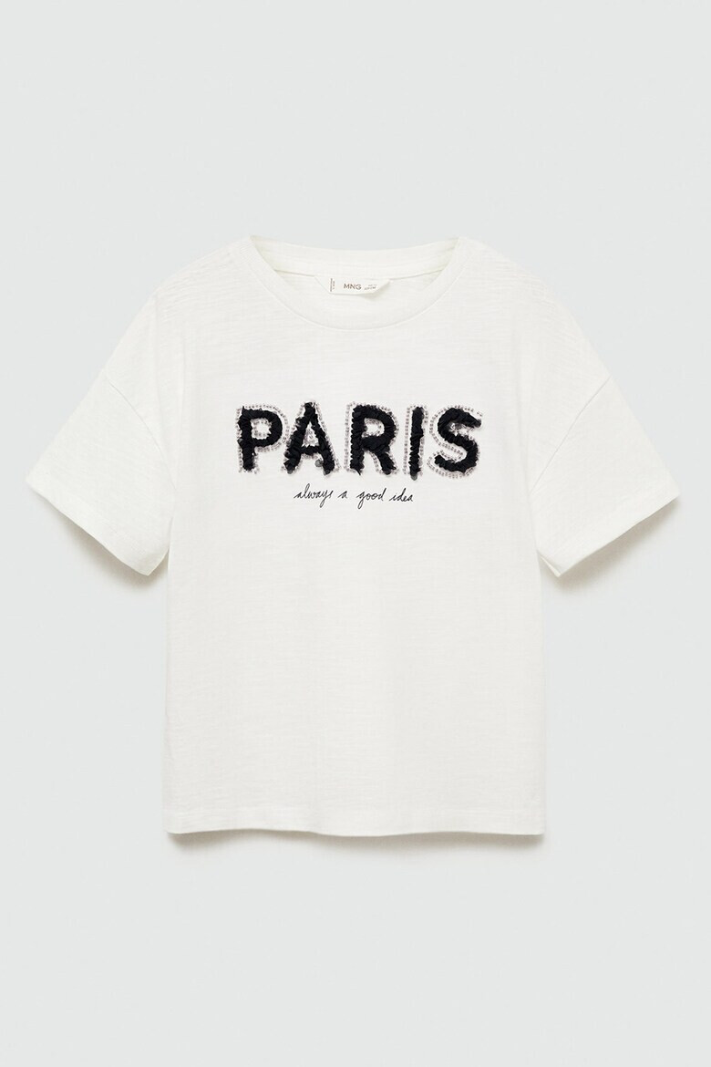 Mango Tricou de bumbac cu text Paris - Pled.ro