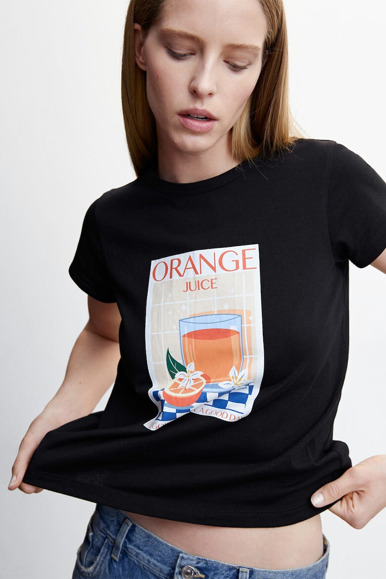 Mango Tricou din bumbac cu imprimeu Dine - Pled.ro