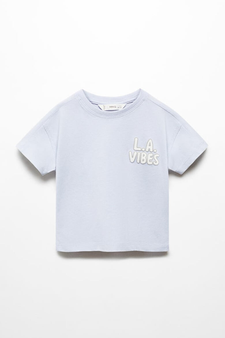 Mango Tricou din bumbac cu imprimeu text LAvibes - Pled.ro