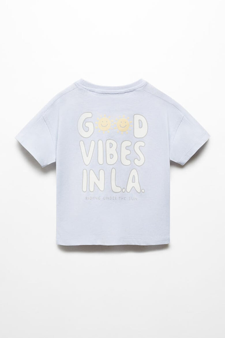 Mango Tricou din bumbac cu imprimeu text LAvibes - Pled.ro