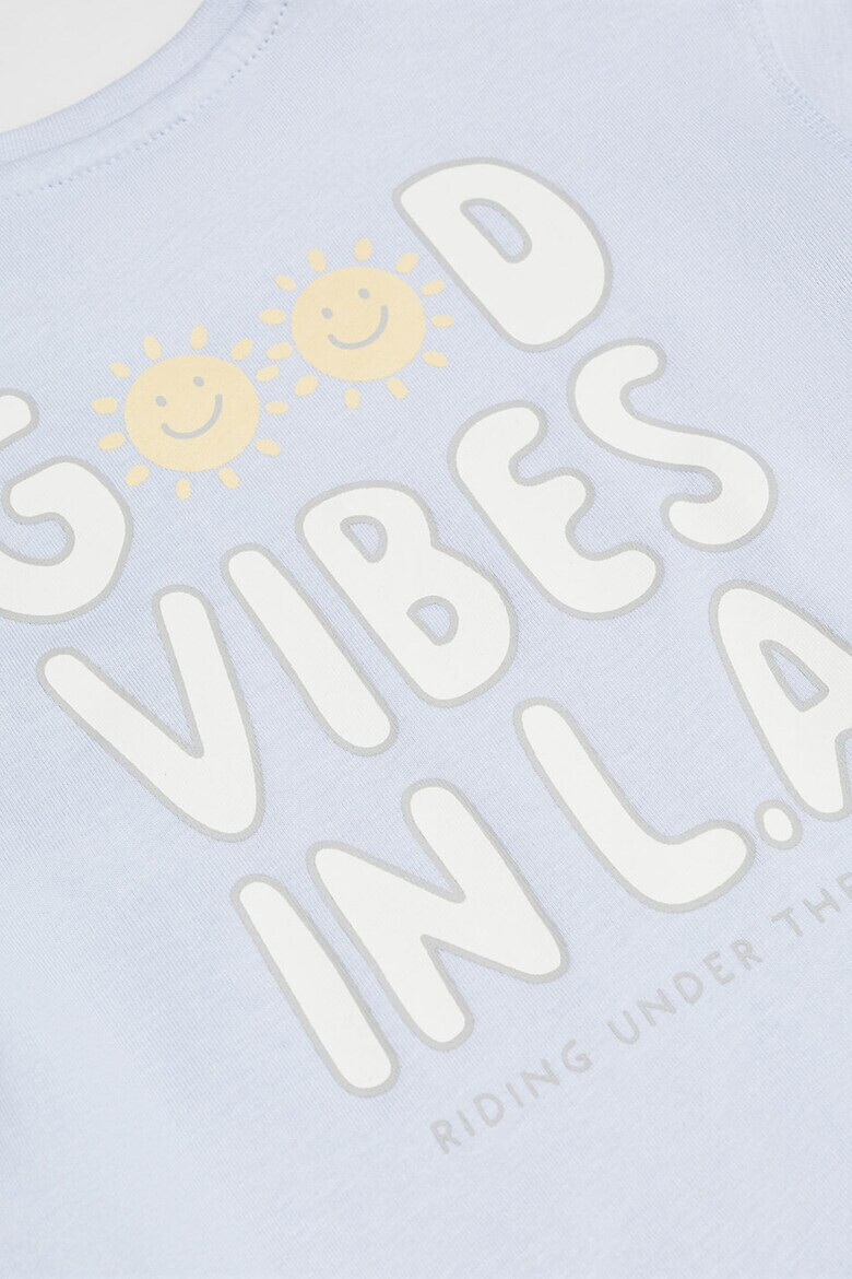 Mango Tricou din bumbac cu imprimeu text LAvibes - Pled.ro