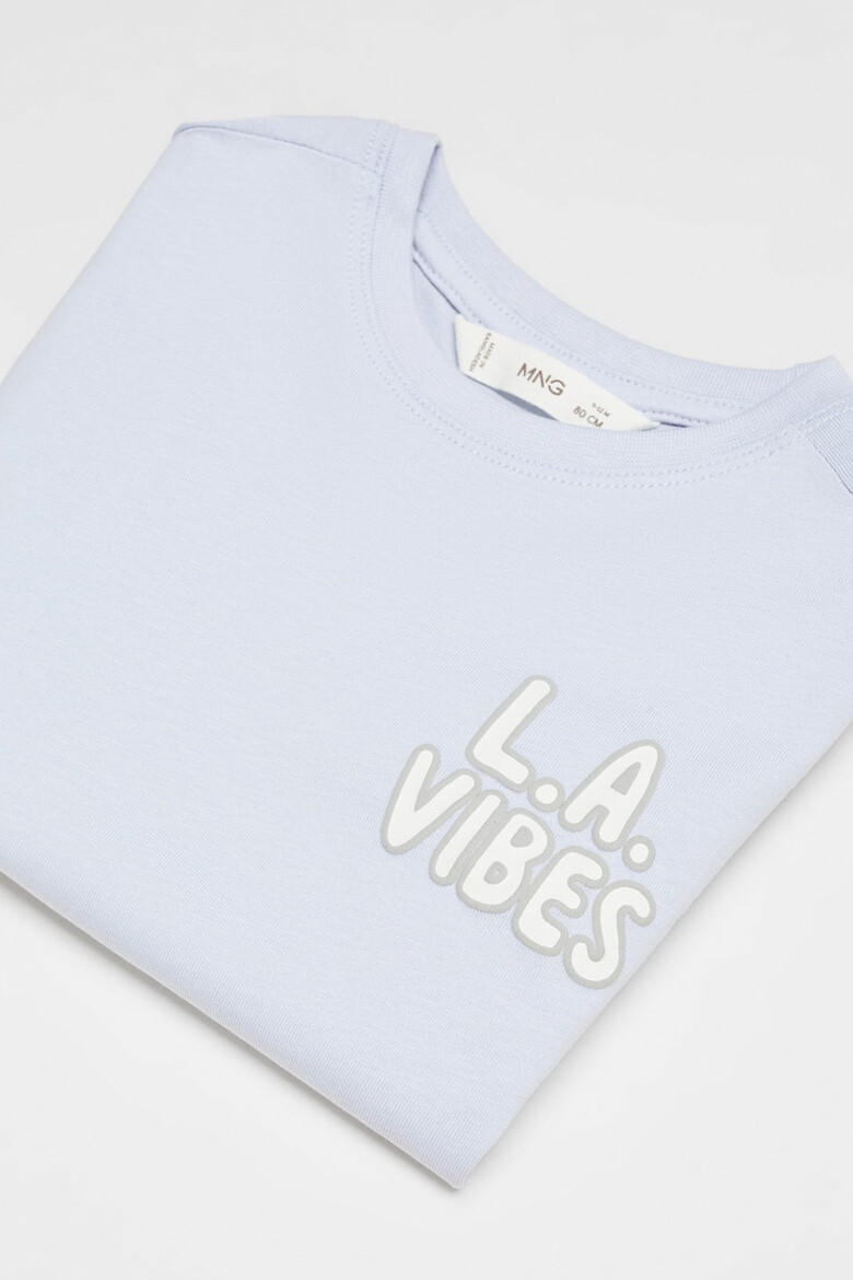 Mango Tricou din bumbac cu imprimeu text LAvibes - Pled.ro