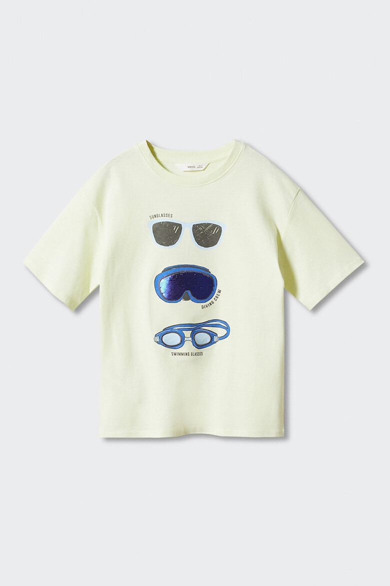 Mango Tricou din bumbac cu maneci cazute Glasses - Pled.ro