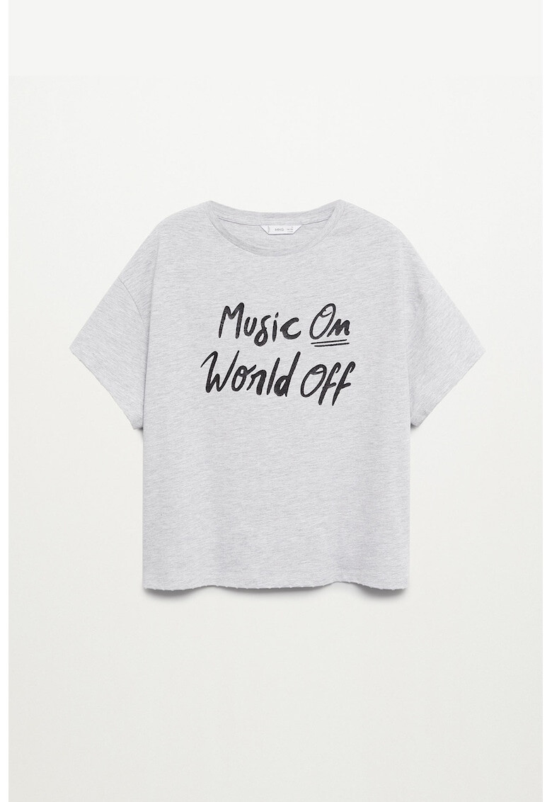 Mango Tricou din bumbac organic cu imprimeu text World - Pled.ro