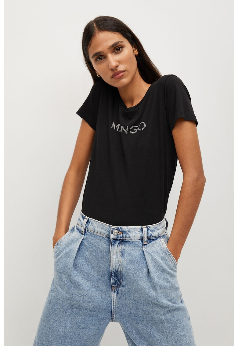 Mango Tricou din bumbac organic Logo - Pled.ro