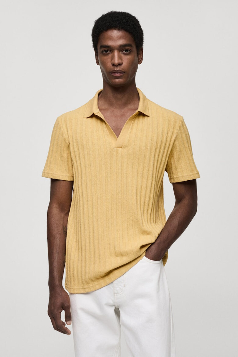 Mango Tricou polo striat din amestec de bumbac Creto - Pled.ro