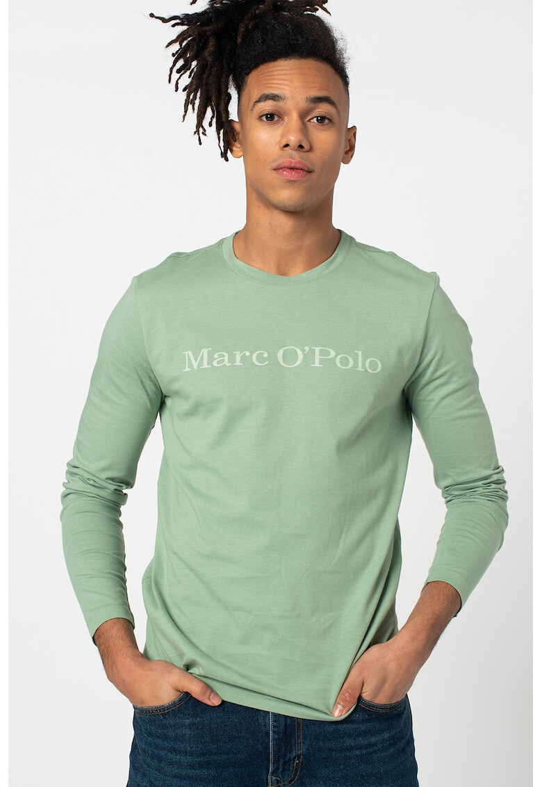 Marc O'Polo Bluza cu decolteu la baza gatului si imprimeu logo - Pled.ro