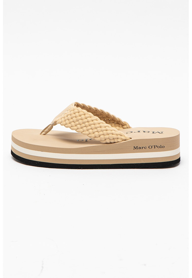 Marc O'Polo Papuci flip-flop wedge de material textil - Pled.ro