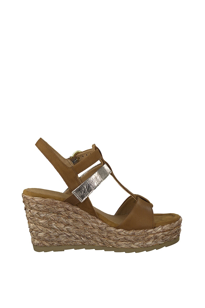 Marco Tozzi Sandale wedge de piele cu insertii de piele ecologica - Pled.ro