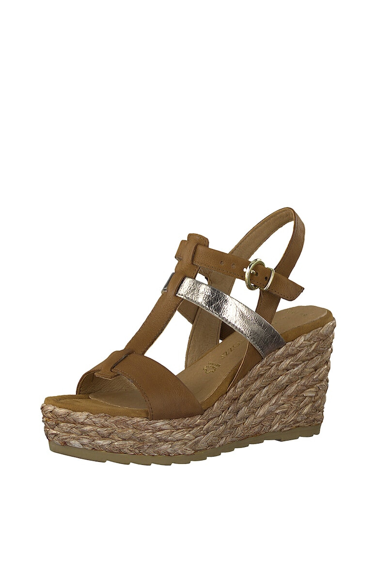 Marco Tozzi Sandale wedge de piele cu insertii de piele ecologica - Pled.ro