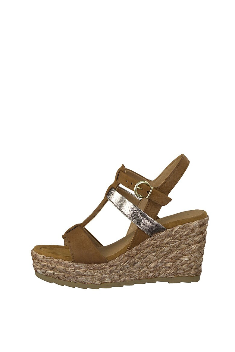 Marco Tozzi Sandale wedge de piele cu insertii de piele ecologica - Pled.ro