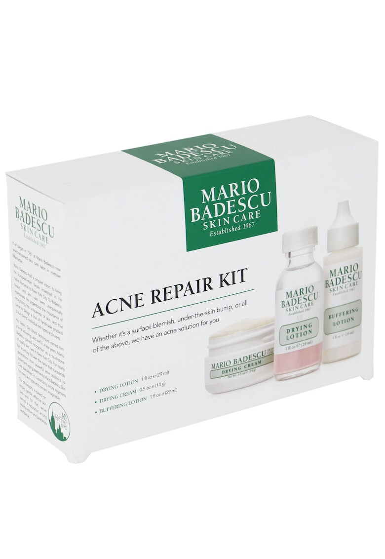 Mario Badescu Kit Mario Badeascu Acne Repair: Crema de fata Drying 14 g + Tratament lotiune Drying 29 ml + Tratament lotiune Buffering 29 ml - Pled.ro