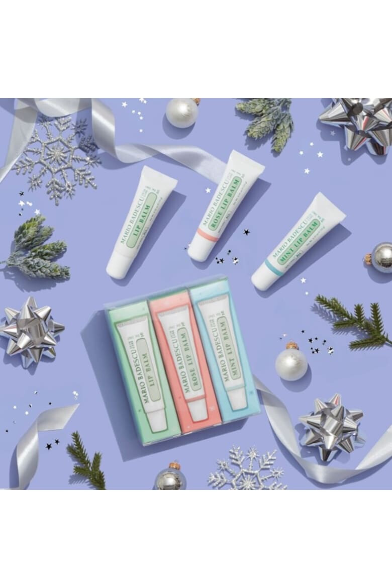 Mario Badescu Set balsam de buze Lip Balm Trio Original 10 g Trandafir 10 g Menta 10 g - Pled.ro