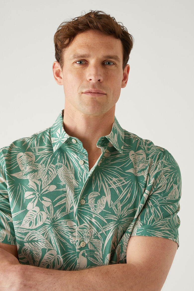 Marks & Spencer Camasa de bumbac cu imprimeu tropical Hawaiian - Pled.ro