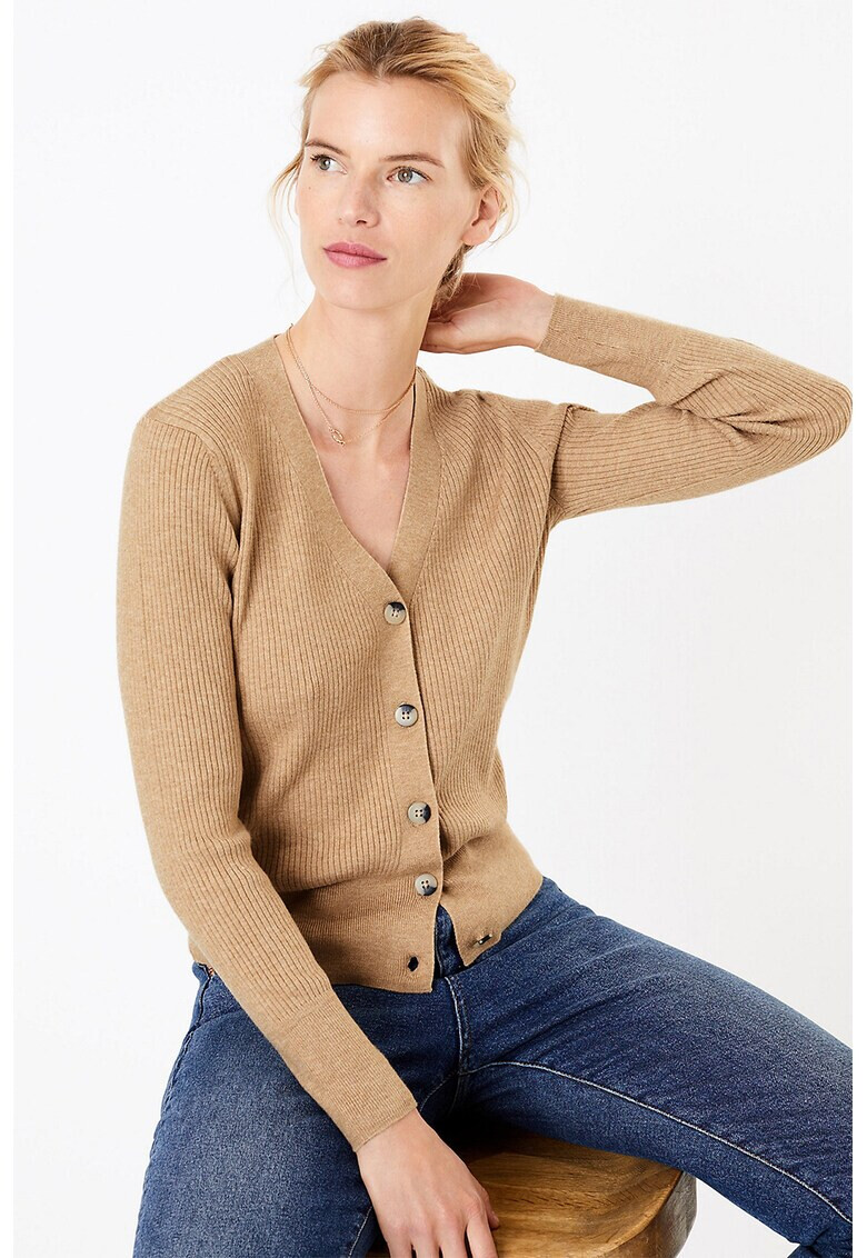 Marks & Spencer Cardigan cu aspect striat si nasturi - Pled.ro