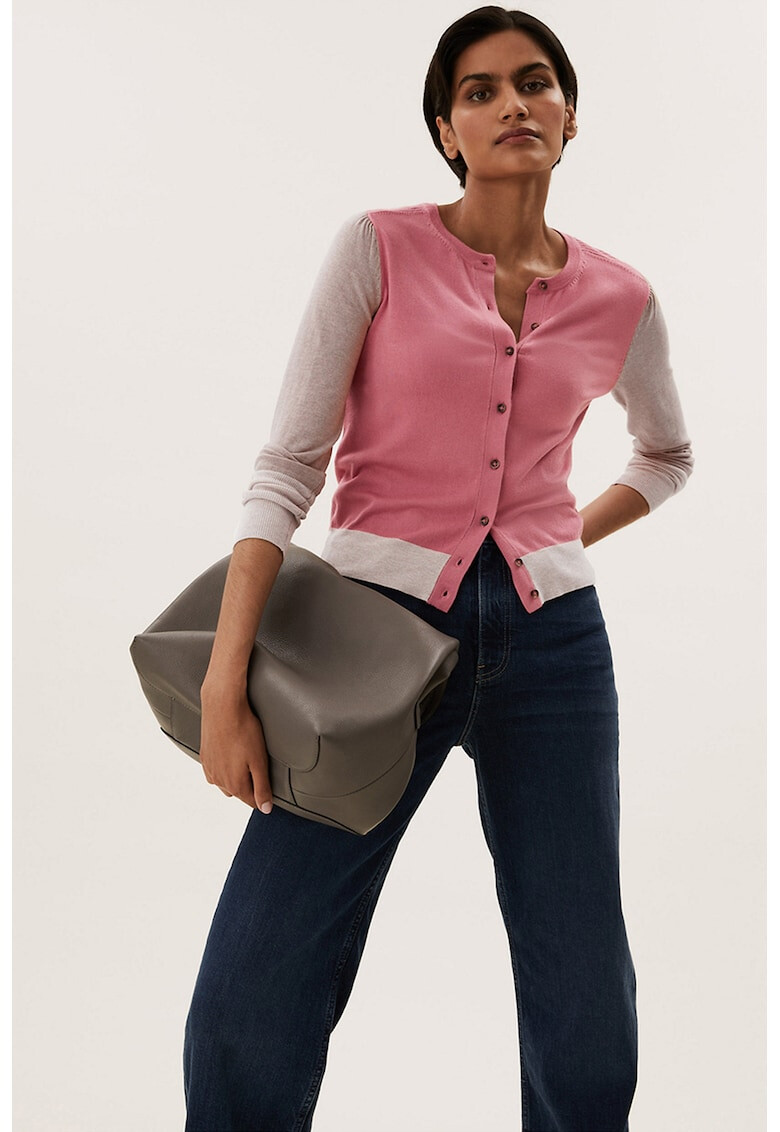 Marks & Spencer Cardigan cu model colorblock si nasturi - Pled.ro