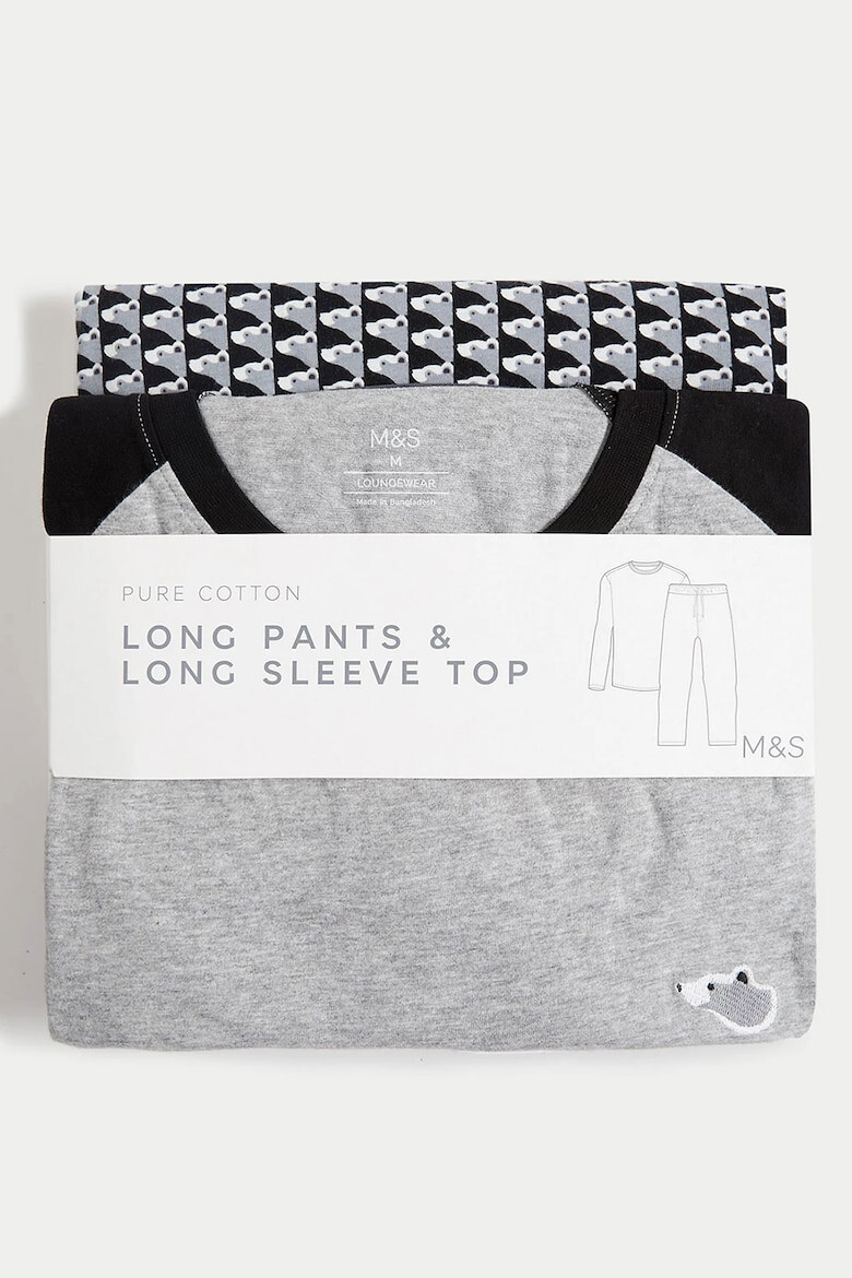 Marks & Spencer Pijama de bumbac cu maneci raglan - Pled.ro