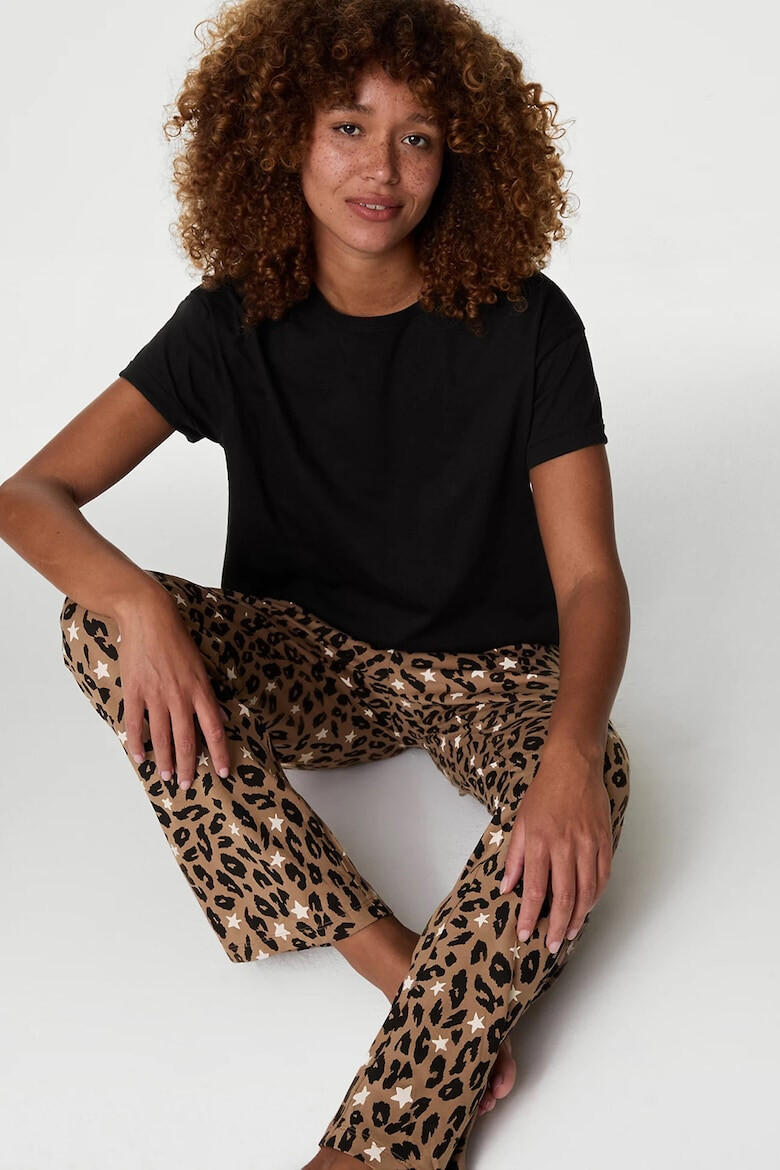 Marks & Spencer Pijama din bumbac cu model cu animal print si stele - Pled.ro