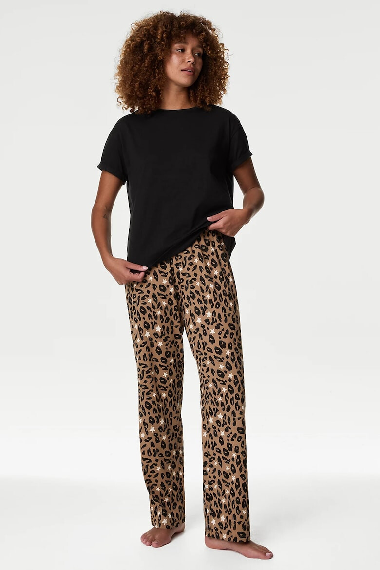 Marks & Spencer Pijama din bumbac cu model cu animal print si stele - Pled.ro