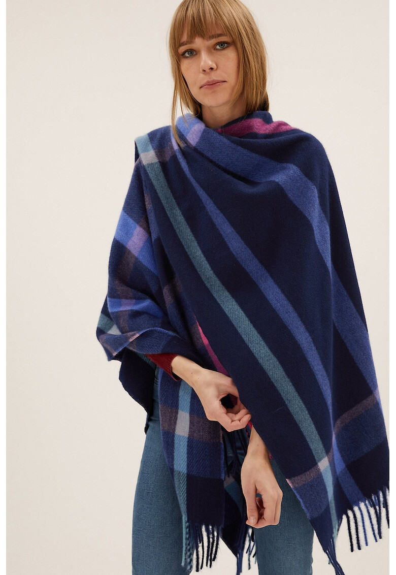 Marks & Spencer Poncho cu model in carouri si franjuri - Pled.ro