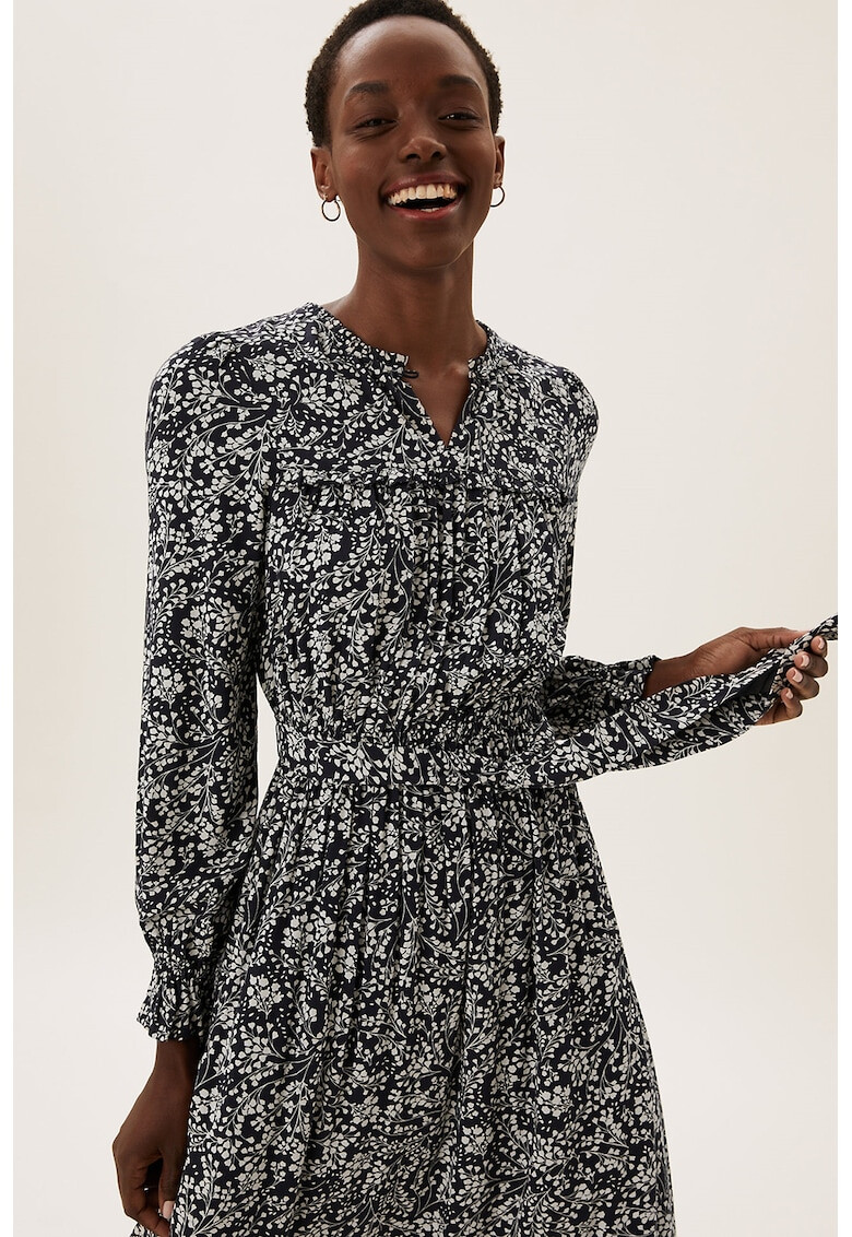 Marks & Spencer Rochie midi cu imprimeu floral si cordon talie - Pled.ro