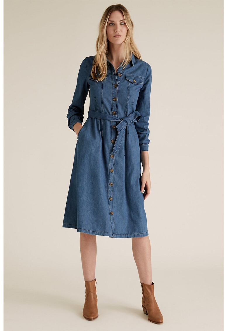 Marks & Spencer Rochie midi tip camasa din denim - Pled.ro