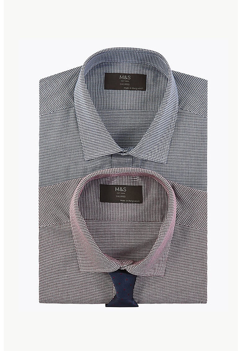 Marks & Spencer Set de camasi slim fit in carouri - 2 piese - Pled.ro