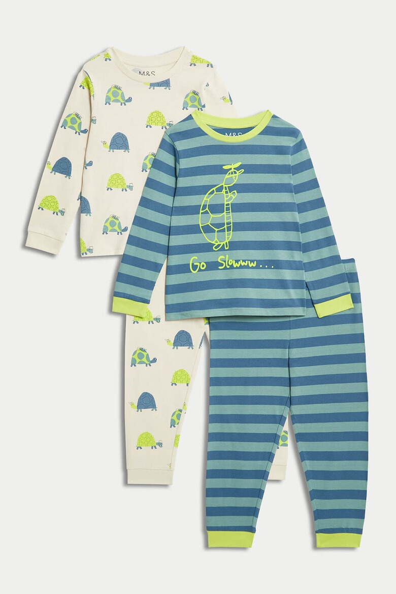 Marks & Spencer Set de pijama de bumbac cu imprimeu - 2 perechi - Pled.ro