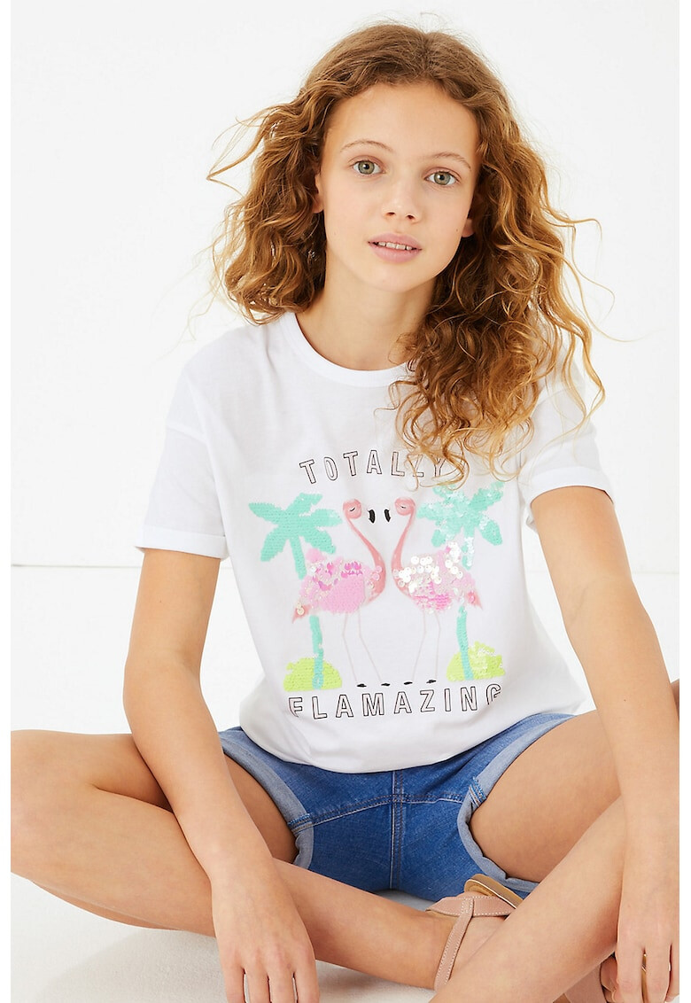 Marks & Spencer Tricou de bumbac cu imprimeu flamingo - Pled.ro