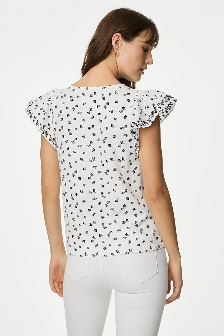 Marks & Spencer Tricou de bumbac cu maneci cu volane - Pled.ro