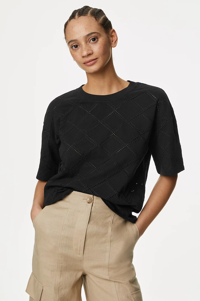 Marks & Spencer Tricou din amestec de bumbac cu model geometric - Pled.ro