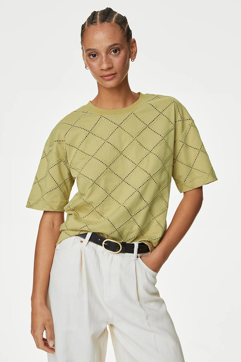 Marks & Spencer Tricou din amestec de bumbac cu model geometric - Pled.ro