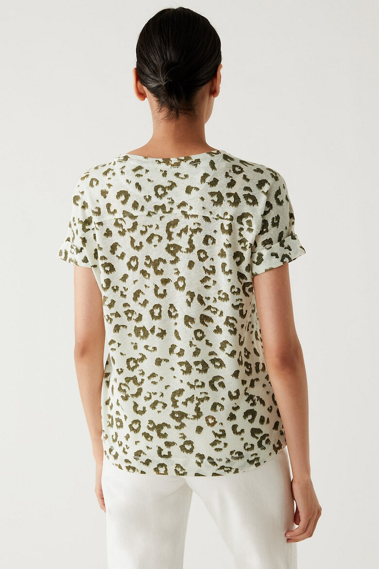 Marks & Spencer Tricou din amestec de in cu animal print - Pled.ro