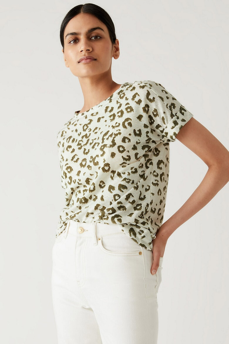 Marks & Spencer Tricou din amestec de in cu animal print - Pled.ro