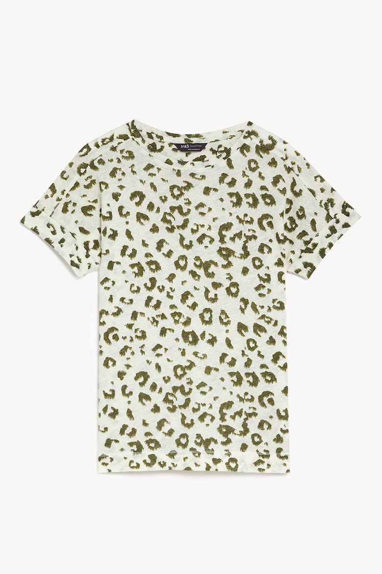 Marks & Spencer Tricou din amestec de in cu animal print - Pled.ro