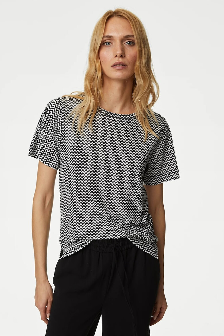 Marks & Spencer Tricou din amestec de modal si in cu model - Pled.ro