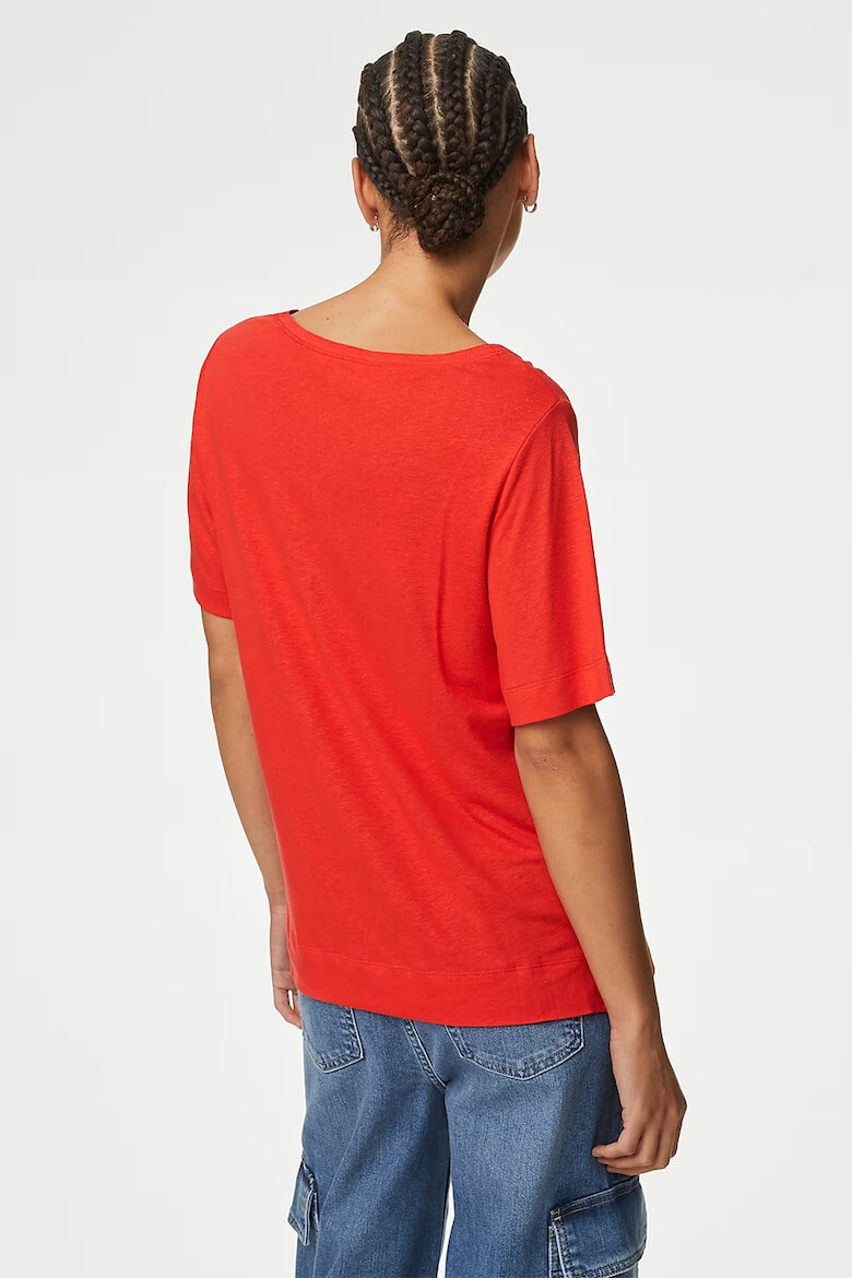 Marks & Spencer Tricou din in si modal cu decolteu in V - Pled.ro