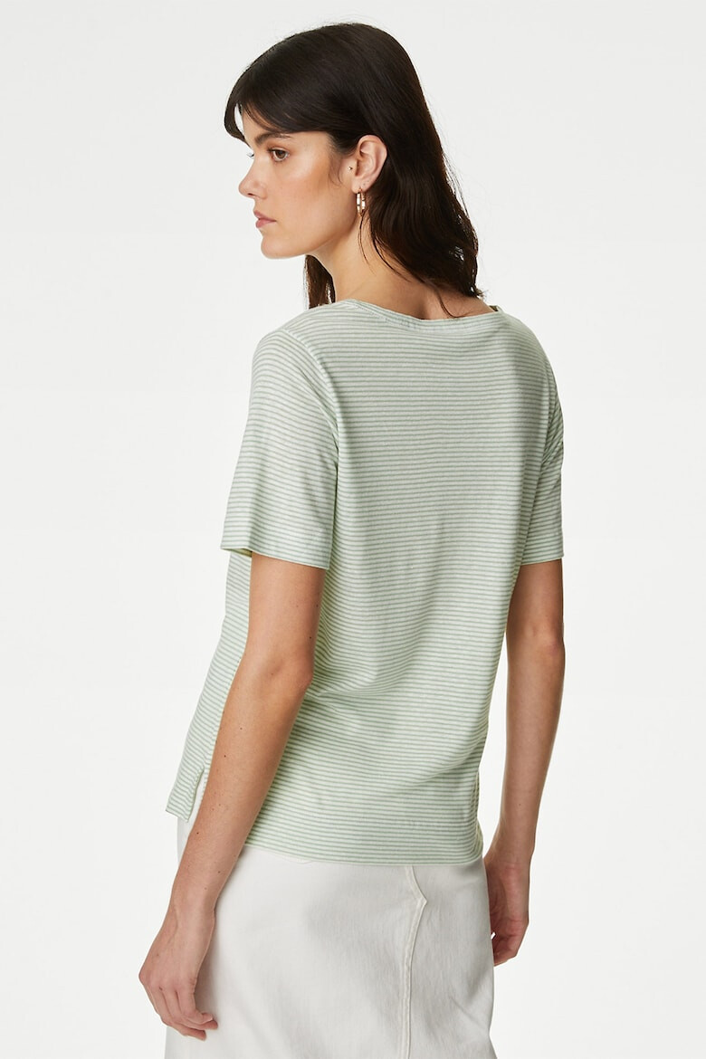 Marks & Spencer Tricou din in si modal cu model in dungi - Pled.ro