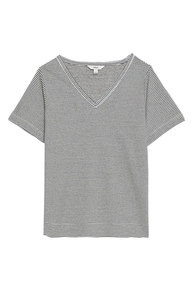 Marks & Spencer Tricou din in si modal cu model in dungi - Pled.ro