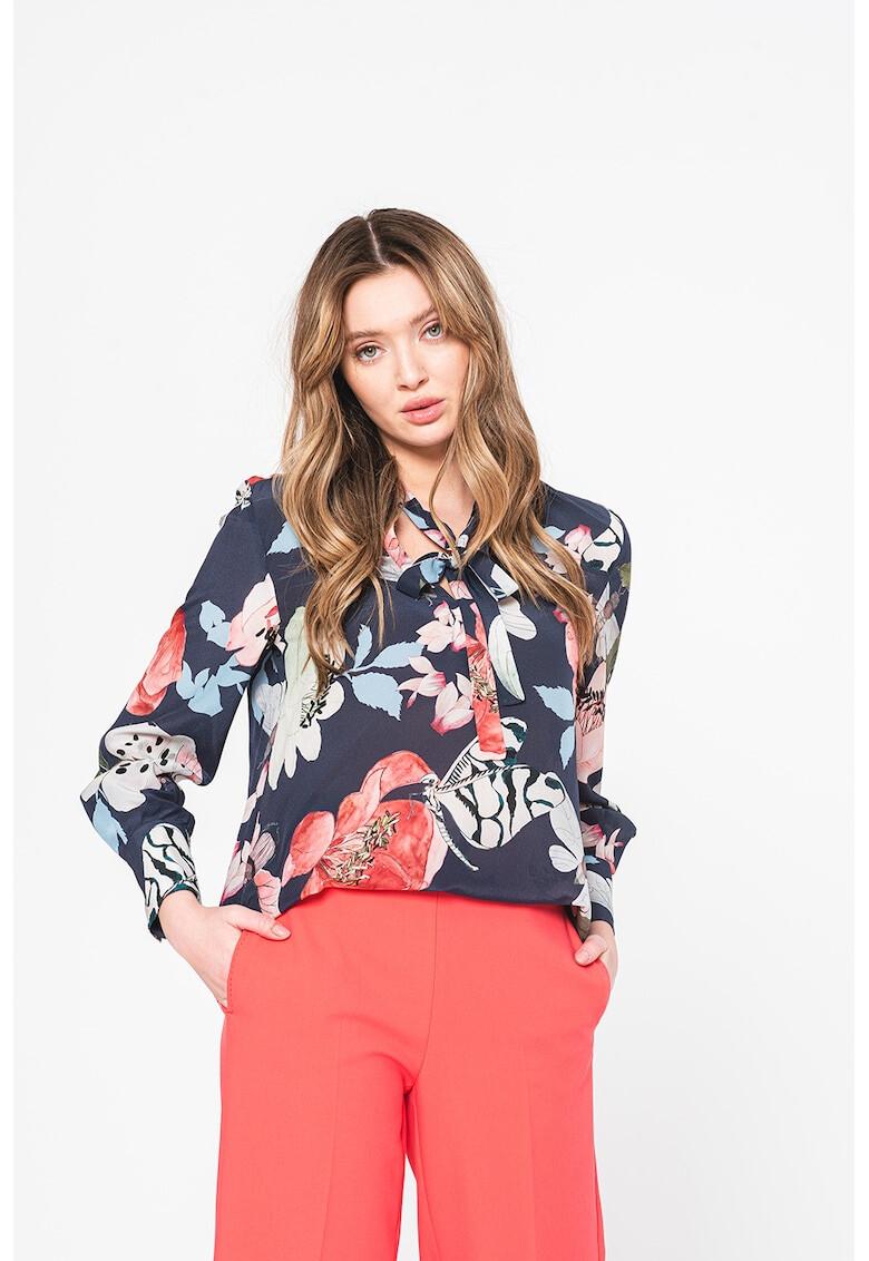 Max&Co Bluza din matase cu imprimeu floral si snururi de ajustare - Pled.ro