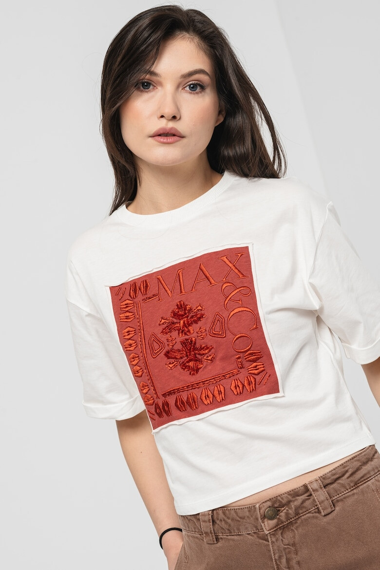 Max&Co Tricou crop de bumbac cu broderie logo - Pled.ro