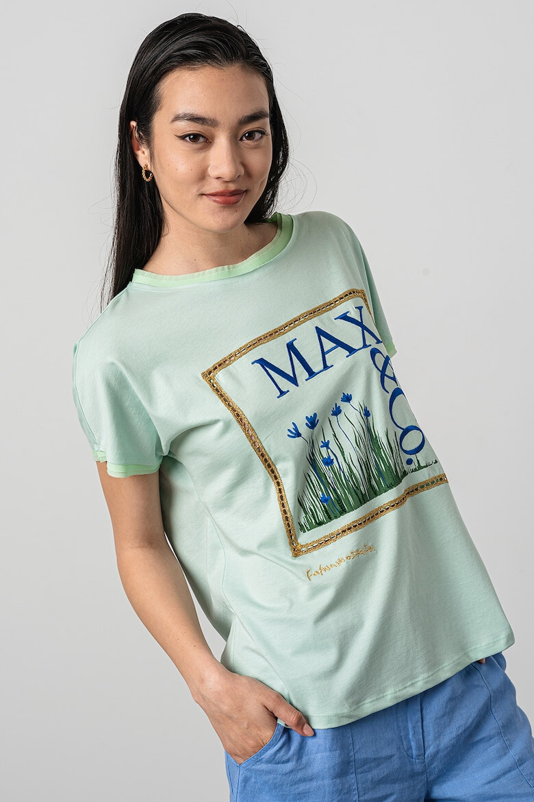 Max&Co Tricou de bumbac cu imprimeu grafic - Pled.ro