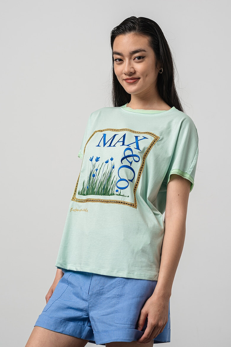 Max&Co Tricou de bumbac cu imprimeu grafic - Pled.ro