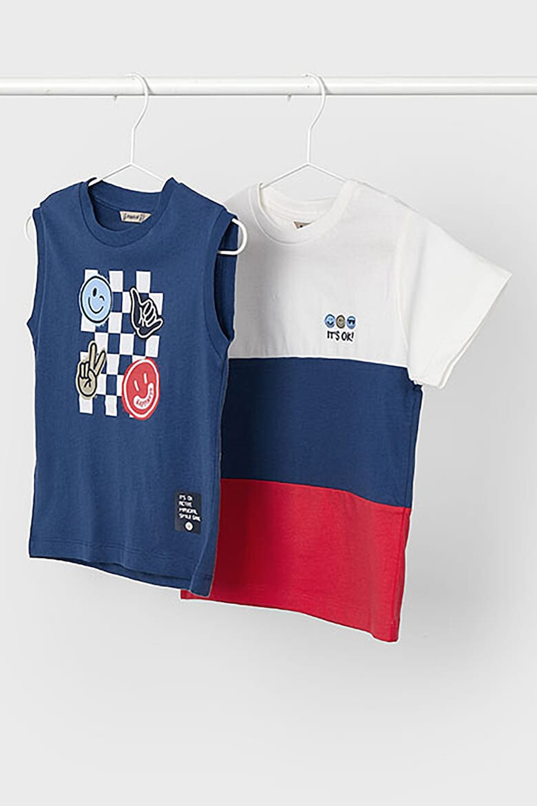 Mayoral Set de tricou de bumbac si tricou fara maneci cu design grafic - 2 piese - Pled.ro