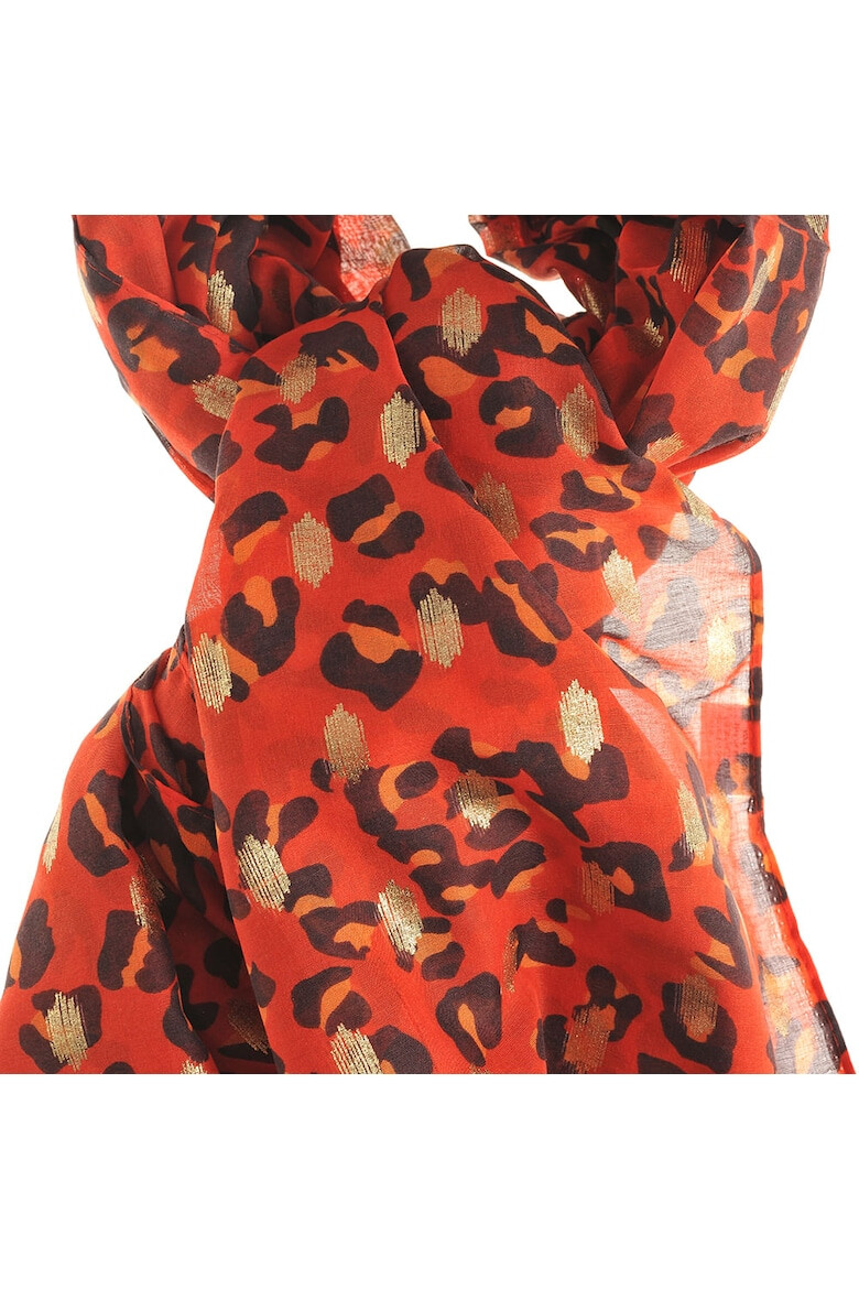 Meli Melo Esarfa rosie cu model animal print - Pled.ro