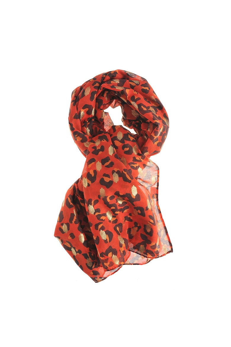 Meli Melo Esarfa rosie cu model animal print - Pled.ro